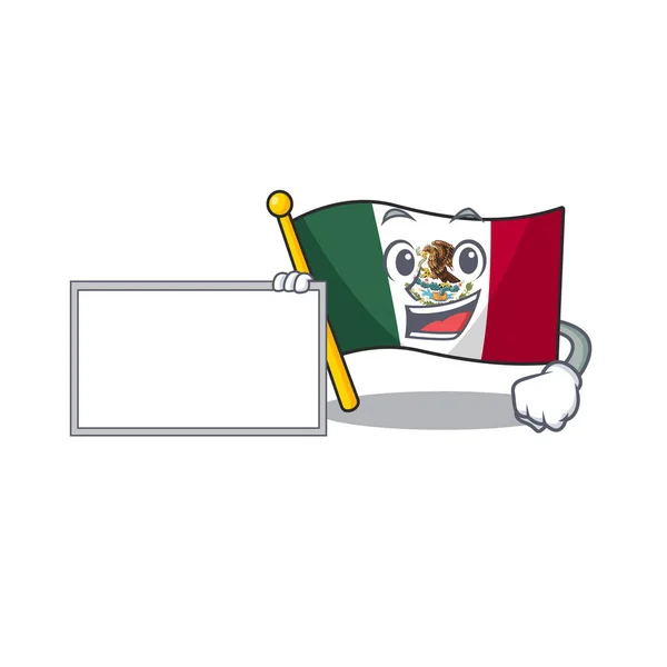 Mit Vorstandsfahne Mexiko in Cartoon-Form — Stockvektor