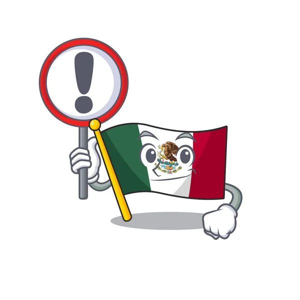Mit Schilderfahne Mexiko in Cartoon-Form — Stockvektor