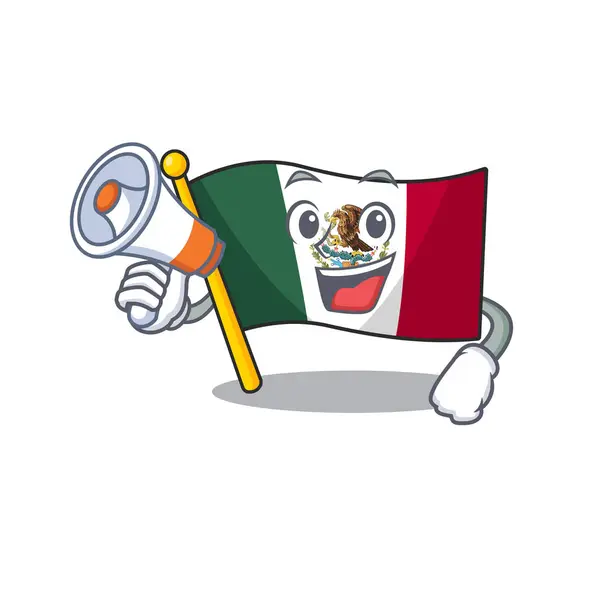 Mit Megafon-Flagge Mexiko in Cartoon-Form — Stockvektor