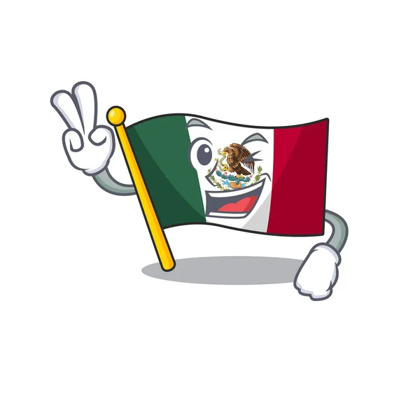 Zwei Finger Flagge mexikanischen Charakter in Maskottchen-Form — Stockvektor