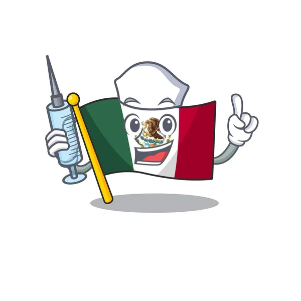 Infirmière drapeau mexicain caractère en forme de mascotte — Image vectorielle