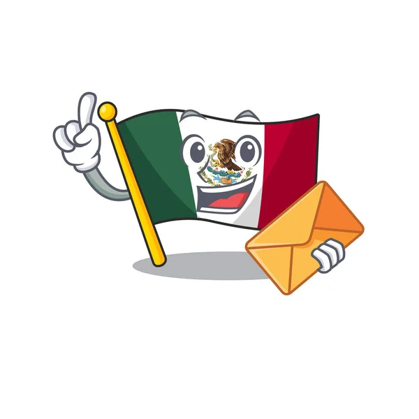 Mit Umschlagfahne mexikanischer Charakter in Maskottchenform — Stockvektor