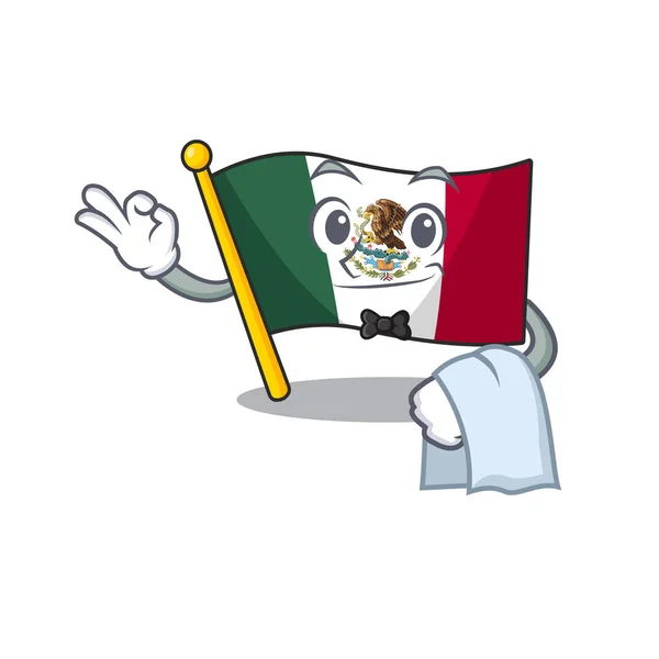 Флаг официанта Мехико, изолированный с персонажем — стоковый вектор