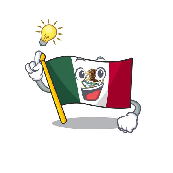 Haben eine Idee mexikanische Flagge flattert auf Cartoon-Stange — Stockvektor