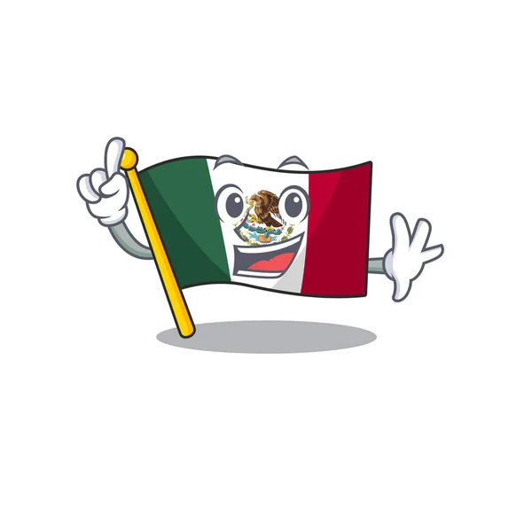 Mexikanische Flagge flattert auf Karikaturenstange — Stockvektor