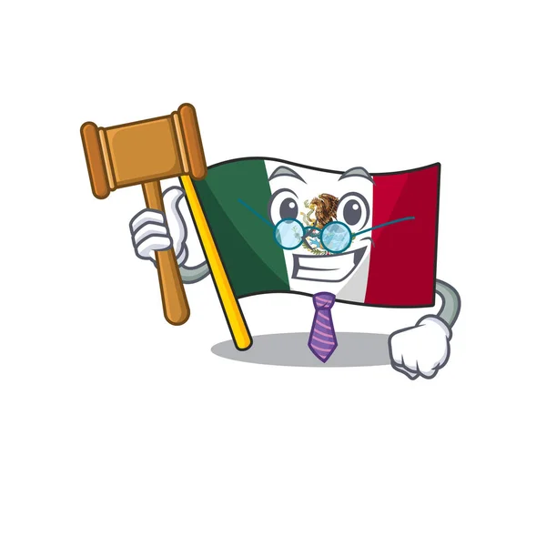 Судья Мехико развевает флаг на столбе мультфильма — стоковый вектор