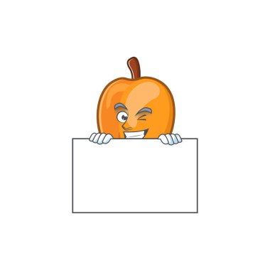 Besleyici maskot için kurulu kayısı çizgi film karakteri ile Grinning