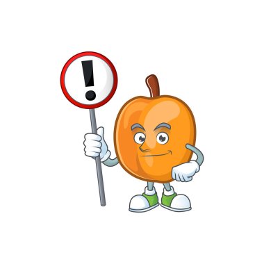 Besleyici maskot için işareti kayısı çizgi film karakteri ile