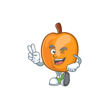 İki parmak kayısı sevimli meyve çizgi film karakter tarzı