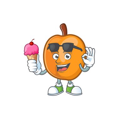 Dondurma kayısı sevimli meyve çizgi film karakter tarzı ile