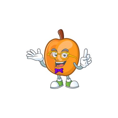 Geek kayısı sevimli meyve çizgi film karakter tarzı