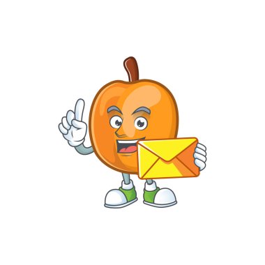 Zarf kayısı sevimli meyve çizgi film karakter tarzı ile