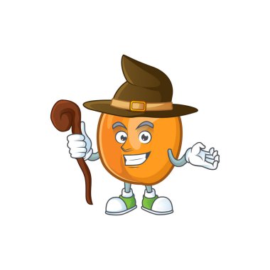 Karikatür Cadı olgun kayısı karakter maskotu