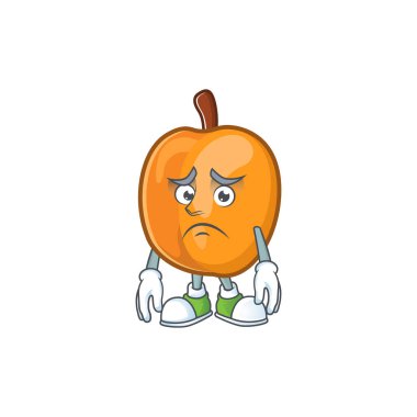 Karikatür Korkudolu olgun kayısı karakter maskotu