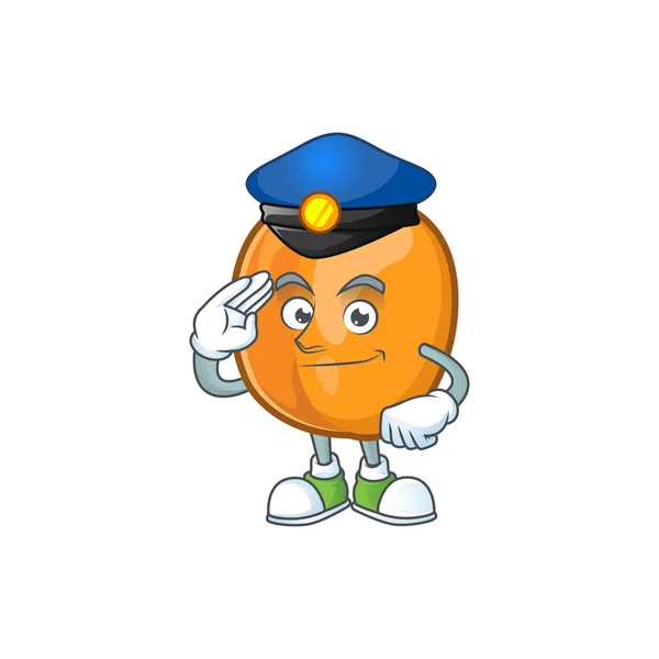 Персонаж полицейского мультфильма с абрикосами для питательного маскота — стоковый вектор