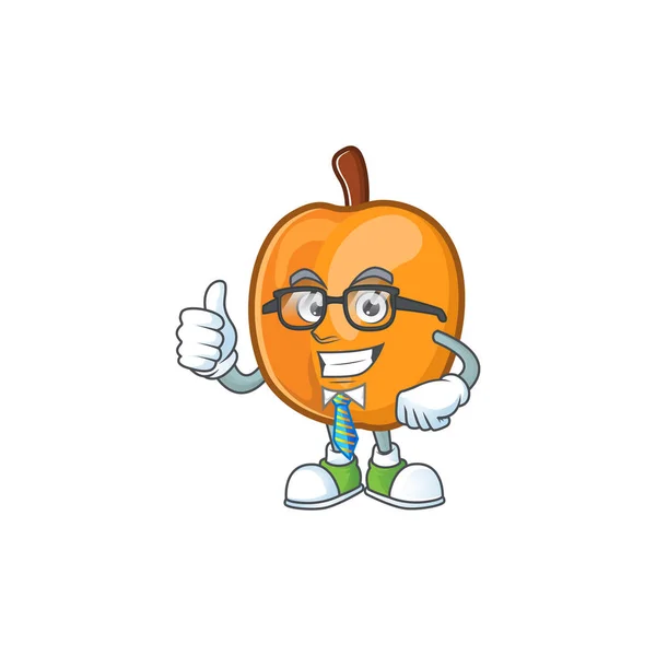 商人杏可爱水果卡通人物风格 — 图库矢量图片