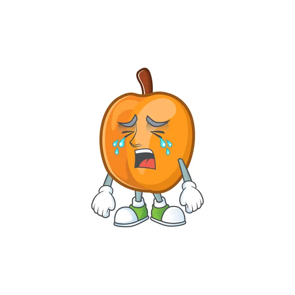 Crying ripe apricot character mascot of cartoon — Stock Vector