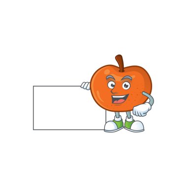 Çizgi film karakteri tahta taze mandalina sulu ile Thumbs up.