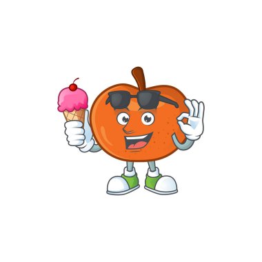 Karikatür şeklinde dondurma mandalina tatlı ile