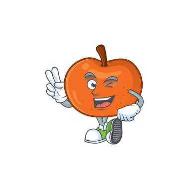 Karikatür şeklinde iki parmak mandalina tatlı