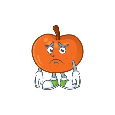 Beyaz arka planda korkulan mandalina karikatür maskotu