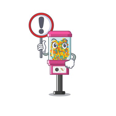 Maskot izole işareti şeker otomat ile