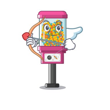 Maskot izole Cupid şeker otomat