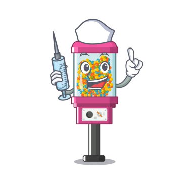 Bir karikatür hemşire şeker otomat