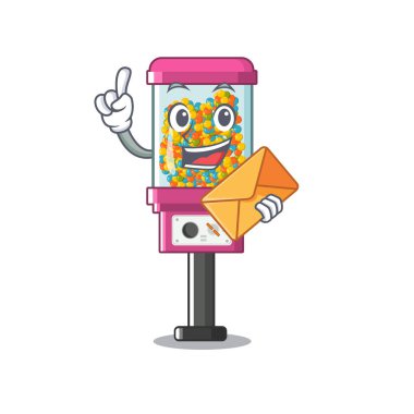 Bir karikatür zarf şeker otomat ile