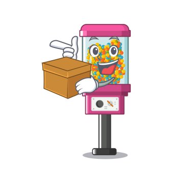 Bir karikatür kutu şeker otomat ile