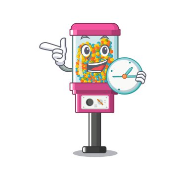 Bir karikatür saat şeker otomat ile