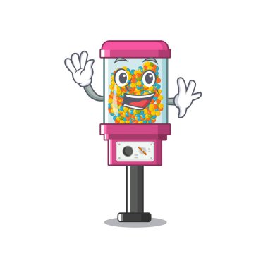 Bir karikatür şeker otomat sallayarak