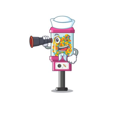 Karakter ile dürbün şeker otomat ile Denizci