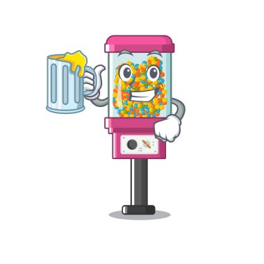 Karakter ile meyve suyu şeker otomat ile