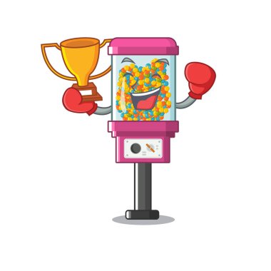Karikatür boks kazanan şeker otomat