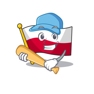 Polonya bayrağı şeklinde beyzbol maskot karikatür oynamak