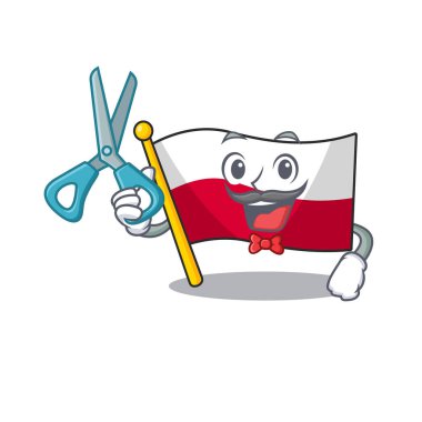 Polonya bayrağı şeklinde berber maskot karikatür