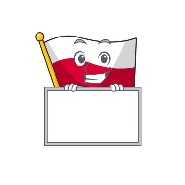 Polonya bayrağı şeklinde kurulu maskot karikatür ile sırıtarak