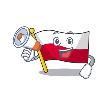 Polonya bayrağı şeklinde megafon maskot karikatür ile