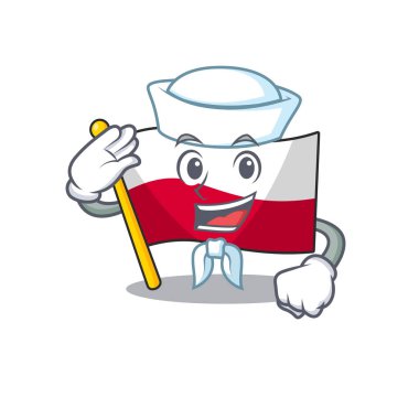 Polonya bayrağı şeklinde denizci maskot karikatür