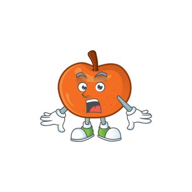 Beyaz arka planda sürpriz mandalina karikatür maskotu