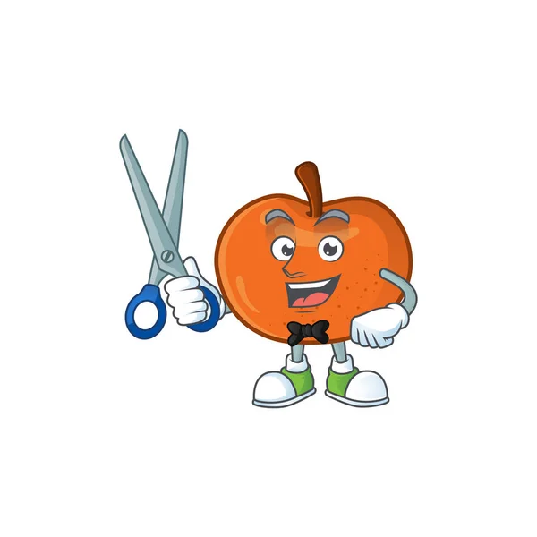 Barbeiro tangerina fresca suculento em personagem de desenho animado . — Vetor de Stock