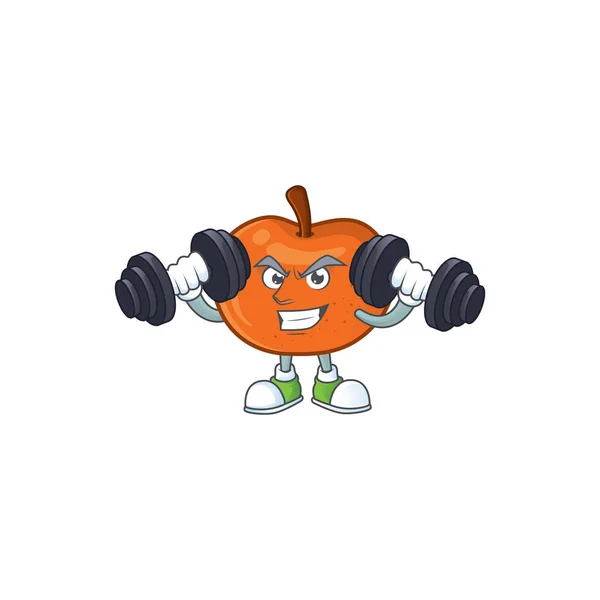 Fitness segar tangerine juicy dalam karakter kartun . - Stok Vektor