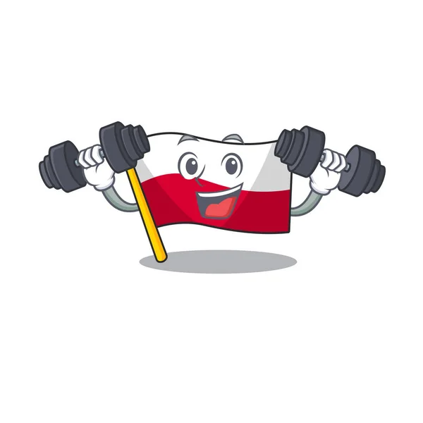 Dibujos animados de la mascota del fitness en forma de bandera de Polonia — Archivo Imágenes Vectoriales