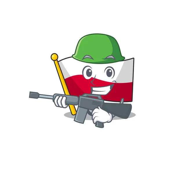 Army mascot cartoon shaped in poland flag — Stock Vector