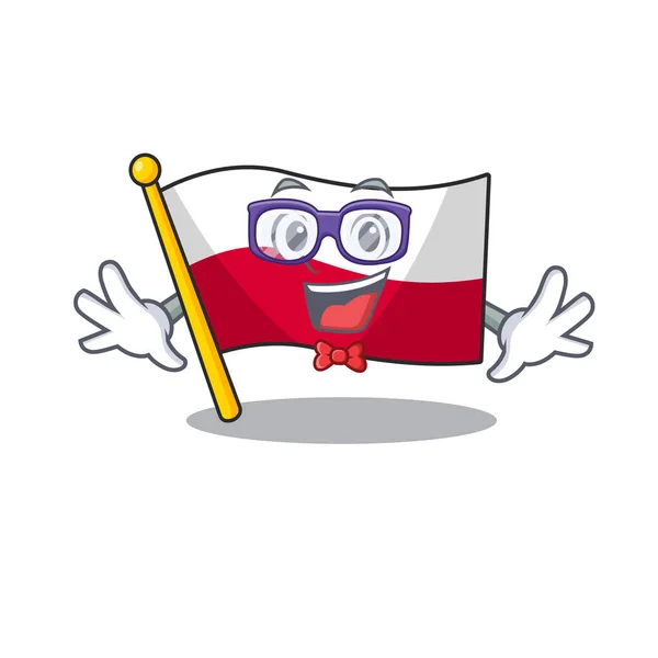 Bandeira Geek poland içada no mastro da mascote — Vetor de Stock