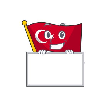 Şekilli karikatür üzerinde tahta bayrak hindi karakteri ile sırıtarak