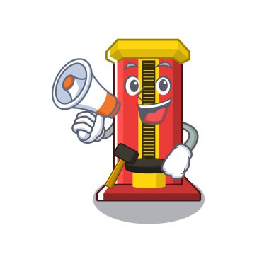 Megafon çekiç karikatür şekilli karakter oyun makinesi ile