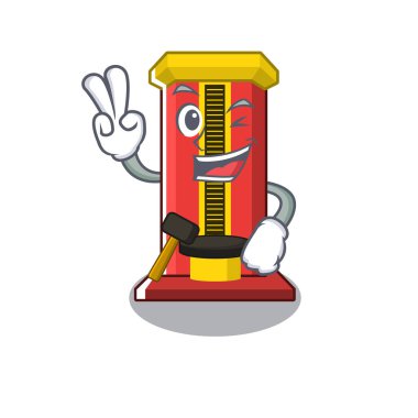 Karikatür iki parmak çekiç oyun makinesi