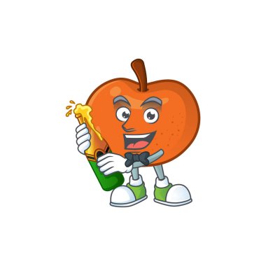 Maskot ile bira meyve mandalina çizgi film karakteri ile